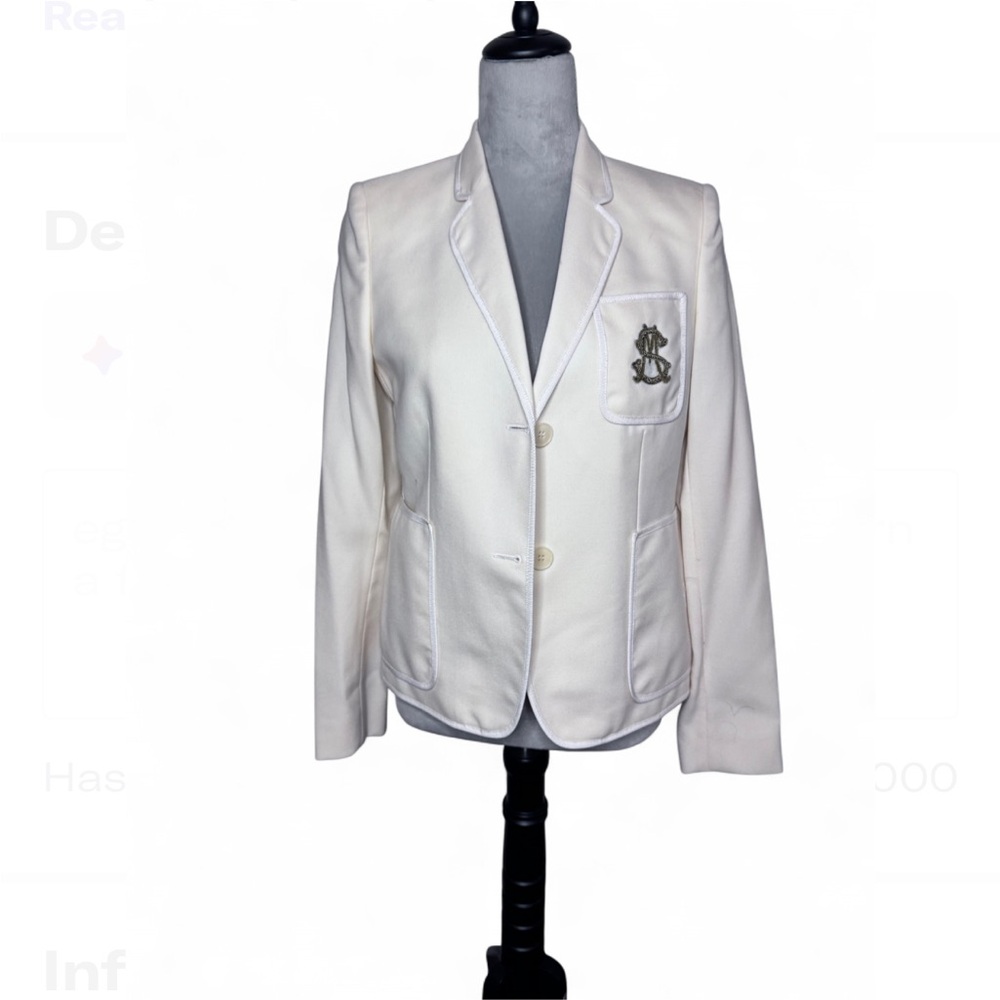 STELLA MCCARTNEY Cream Wool Crest Blazer (Retail $2,000+)